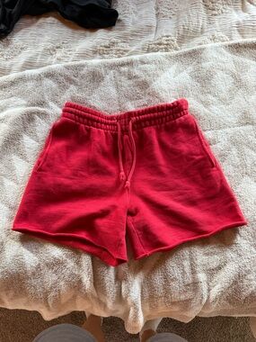 Aritzia “TNA COZY AF” Red Fleece Sweat Shorts